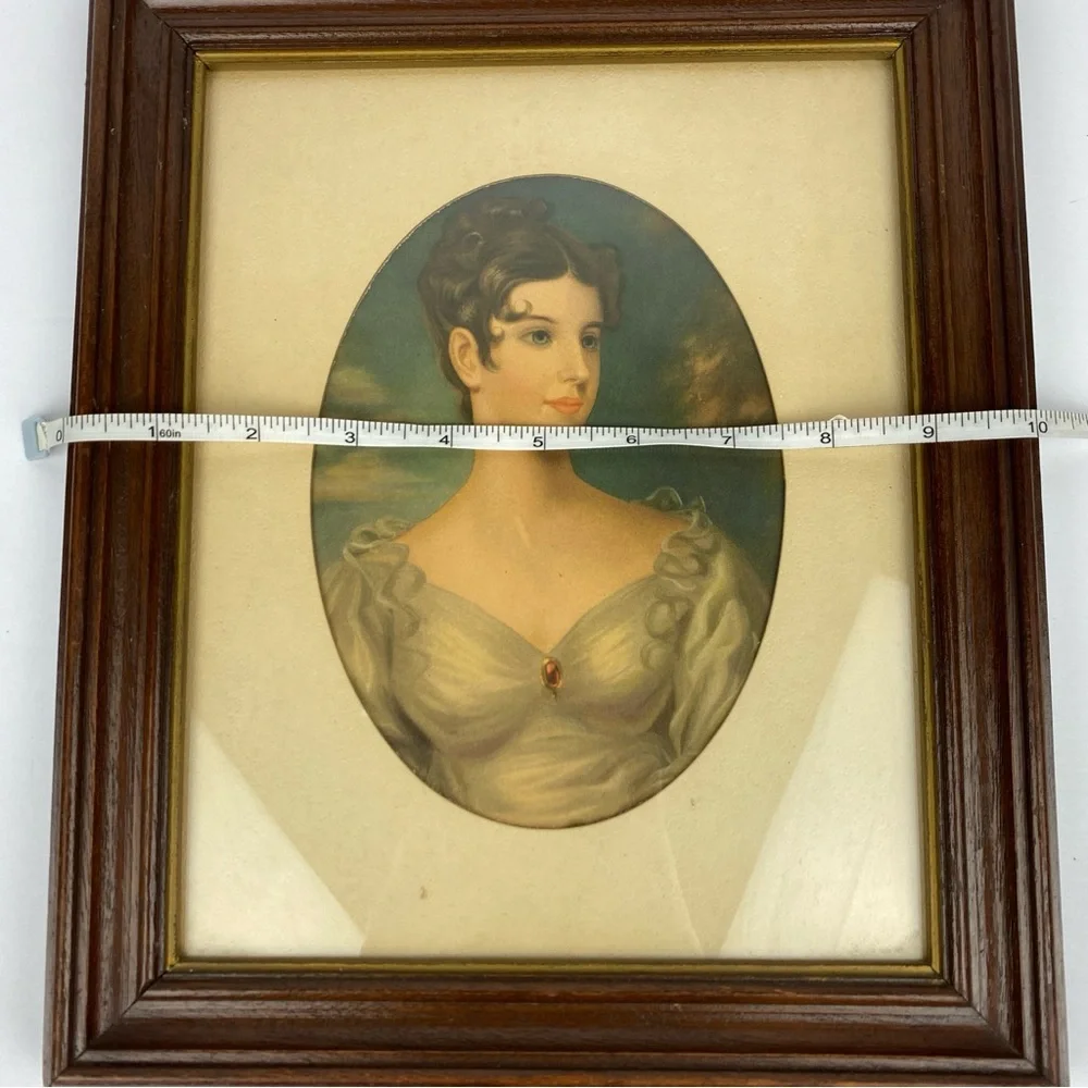 Vintage Wood Framed Print Portrait Lady Belgrave Vicountess Oval 10